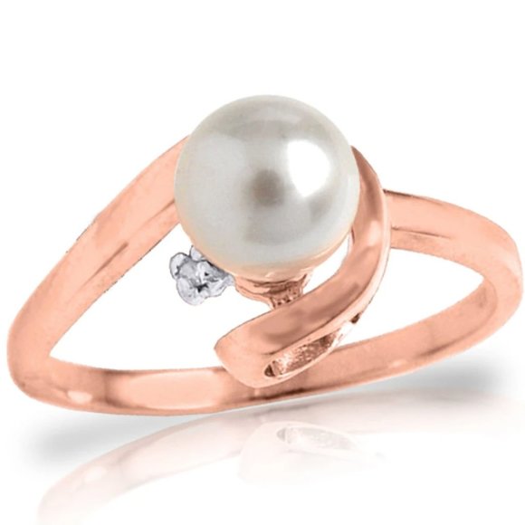 1.01 Carat 14K Rose Gold Diamond Pearl Ring - Picture 1 of 2